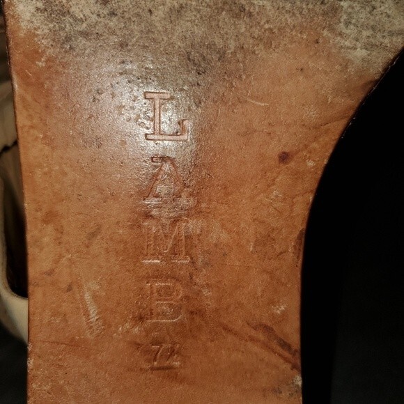 L.A.M.B. Suede Fringe Flat Boho Tan Ankle Strap Side Zip Sandals sz. 7.5 - Picture 8 of 10